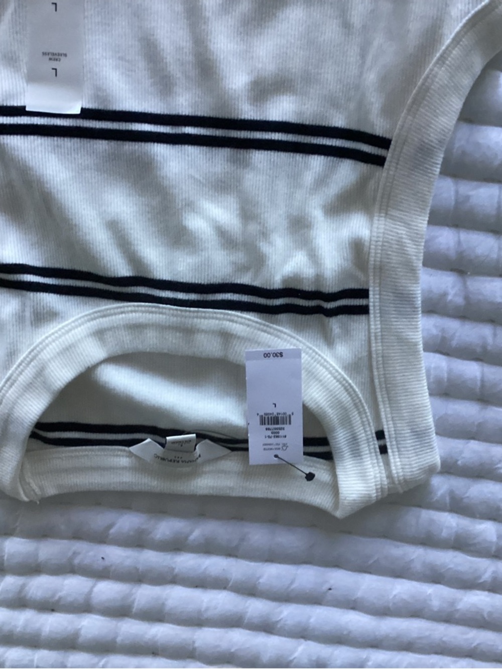 Banana Republic White Tank Top with Black Stripes